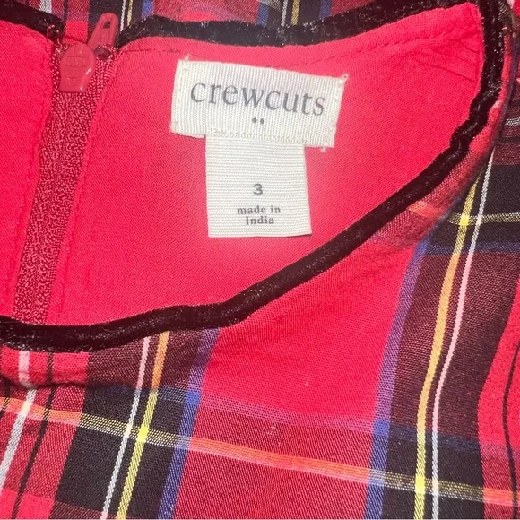 Crewcuts Outlet Red Tartan Holiday Christmas Plaid Dress Sz 3 - Picture 3 of 3